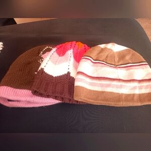 Set of three little girl winter hats